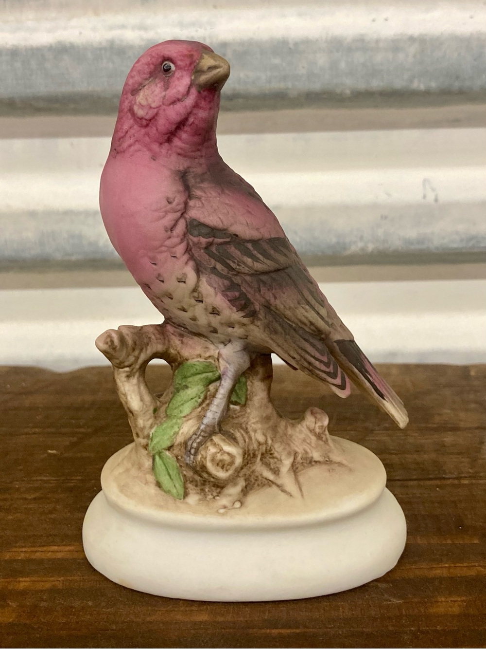 Lefton China "House Finch" Hand Painted Ceramic Bird Figurine KW4206 Pink Brown